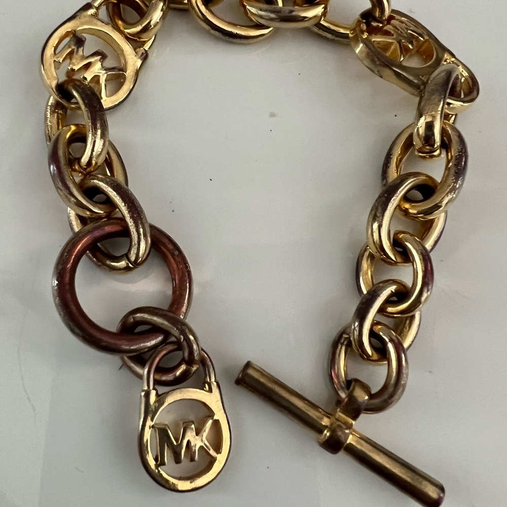 Michael Kors Bracelet Gold Stainless Steel Women's PadLock Chain-Link MK…